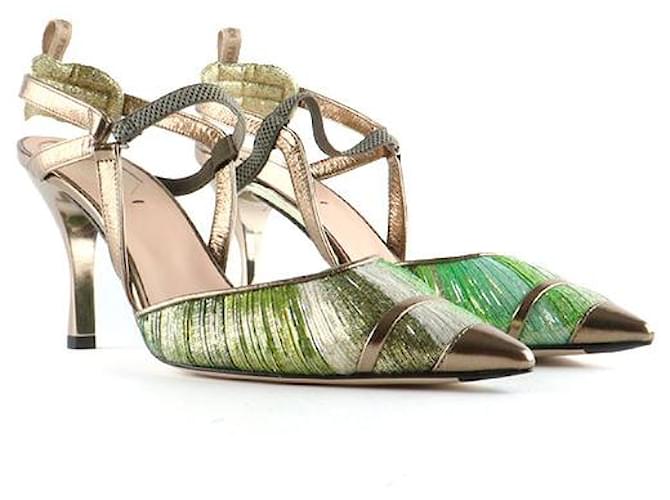Fendi heels Green Leather  ref.1257122
