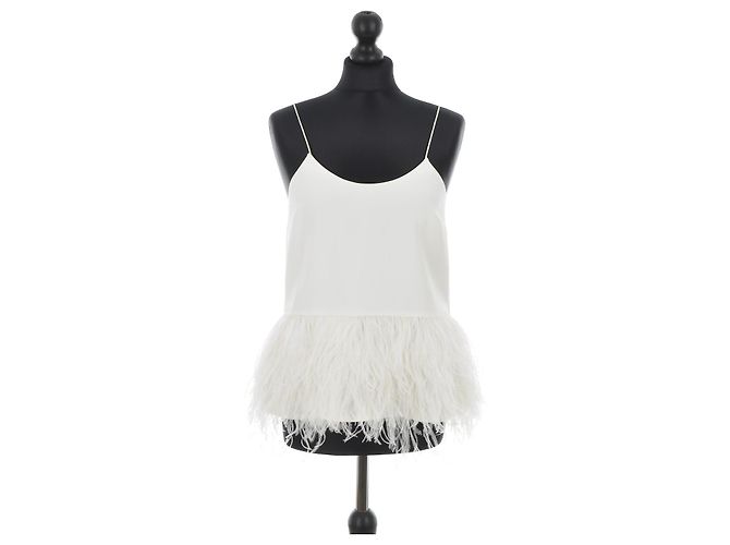 Top Tibi branco de viscose com bolinhas