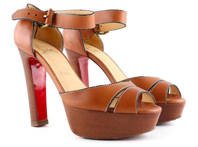 Christian Louboutin Heels Brown Leather  ref.1257353