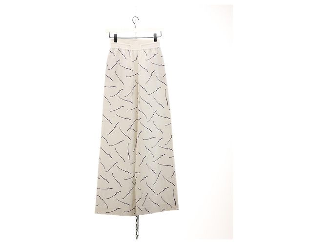 Loro Piana Seidenhose weit geschnitten Weiß