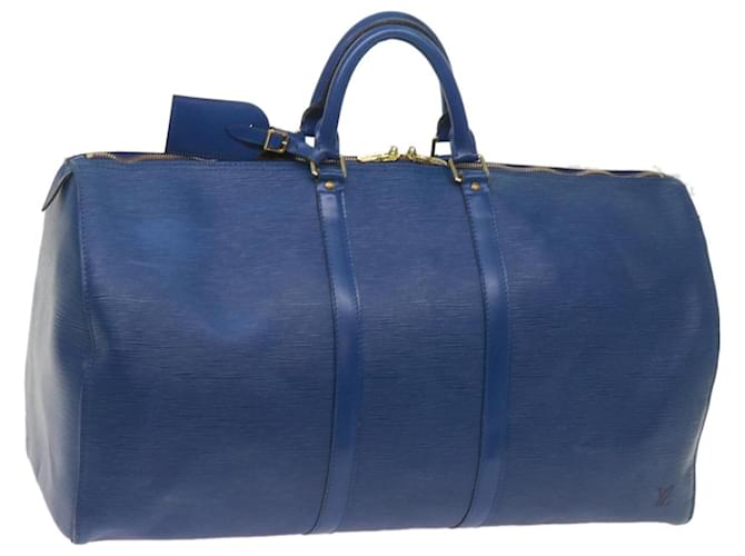 Louis Vuitton Keepall 55 Cuir Bleu  ref.1257491