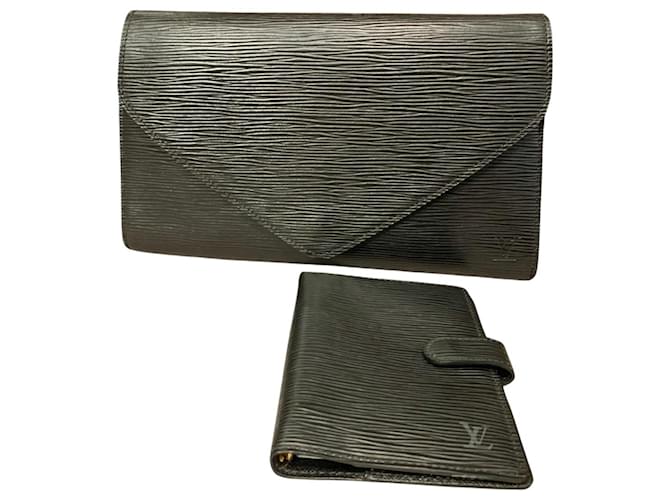 LOUIS VUITTON Arts Déco clutch with agenda holder Black Leather  ref.1257508