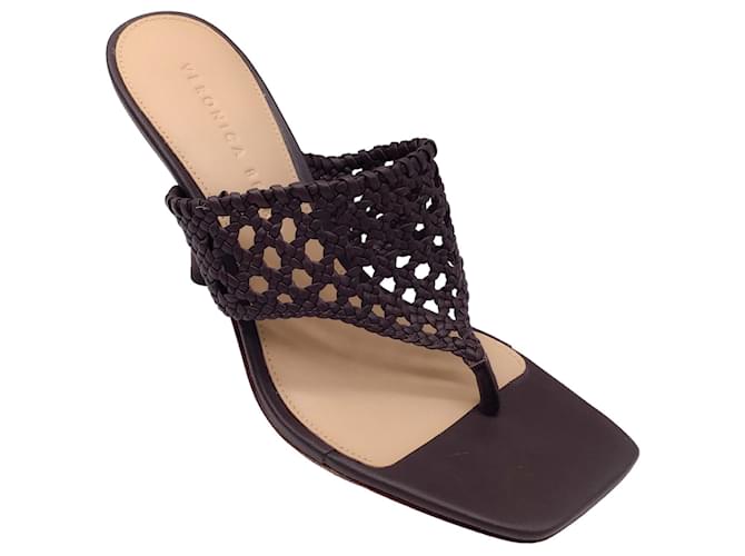 Autre Marque Veronica Beard Brown Woven Leather High Heeled Sandals  ref.1257554