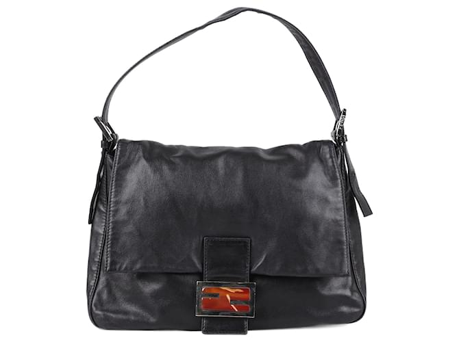 FENDI Leather Mama Baguette in Black  ref.1257609