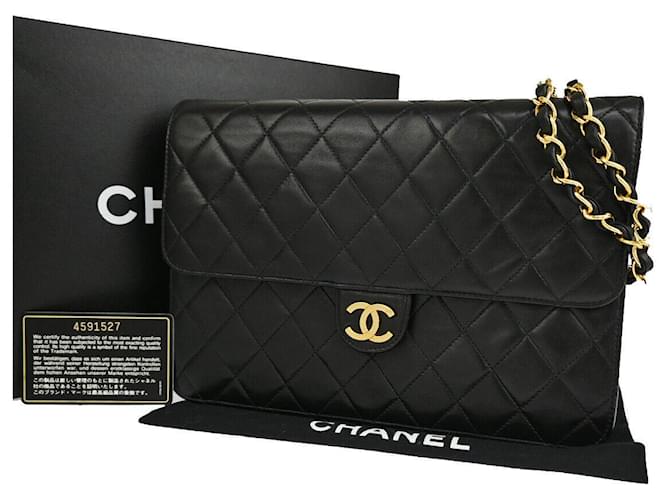 Timeless Chanel Matelassé Black Leather  ref.1257629