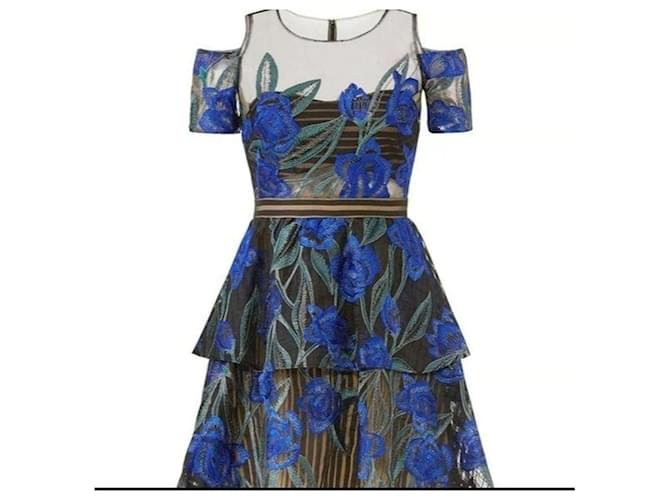Marchesa Illusion-Halskette-Kleid mit Blumenmuster Mehrfarben Spitze  ref.1257637