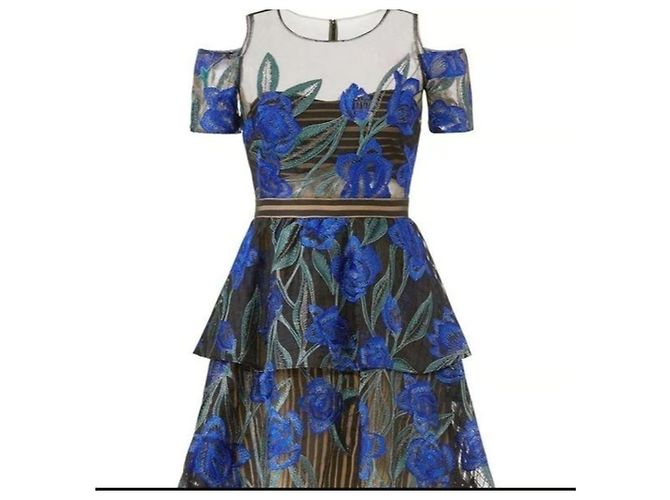 Marchesa Illusion-Halskette-Kleid mit Blumenmuster Mehrfarben