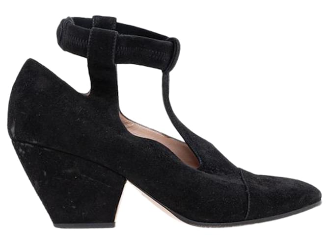 Giorgio Armani Pumps mit T-Riemchen aus Wildleder Schwarz Schweden  ref.1257646