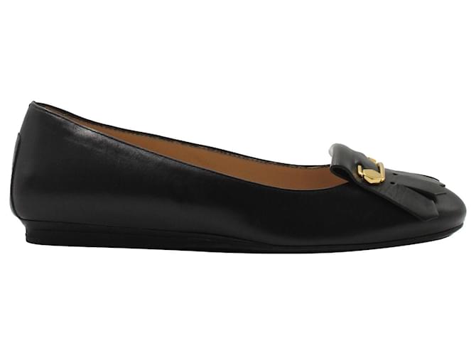 Tod's Fringed Ballet Flats in Black Leather   ref.1257747