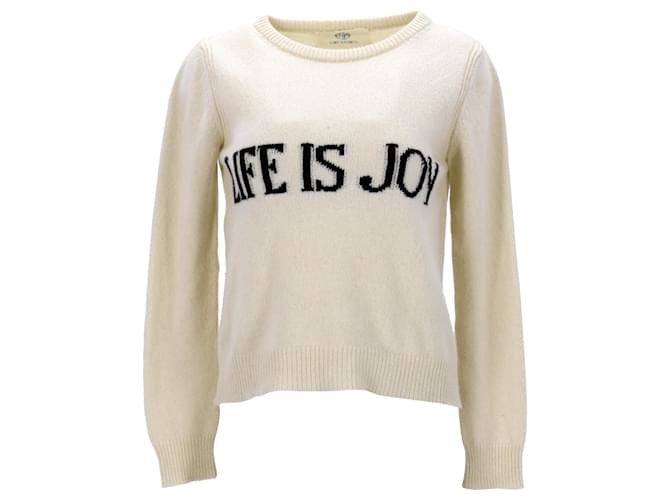 Alberta Ferretti Jersey 'Life is Joy' de cachemira color crema Blanco Crudo Lana  ref.1257748