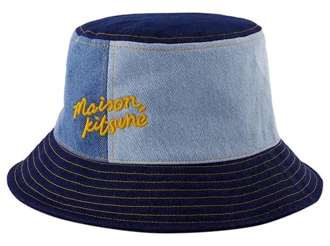 Autre Marque Cappello da pescatore in denim - Maison Kitsune - Cotone - Blu  ref.1257838