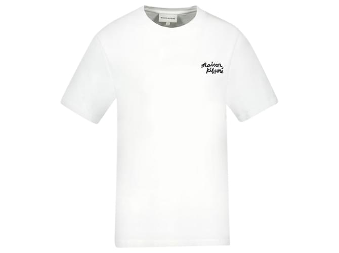 Autre Marque Camiseta cómoda con escritura a mano - Maison Kitsune - Algodón - Blanco/De color negro  ref.1257907