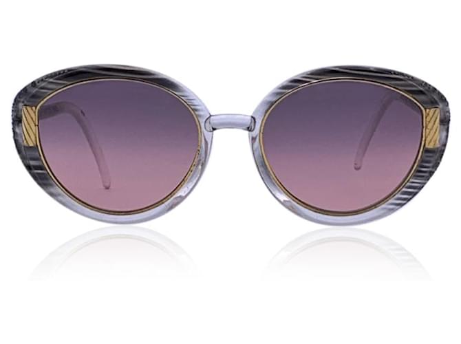 Autre Marque Vintage Grauer Farbverlauf B10 Ovale Sonnenbrille mit Kristallen 140 MM Kunststoff  ref.1257930