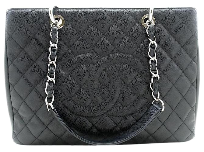 Chanel De color negro 2014 bolso GST de piel caviar Cuero  ref.1257975