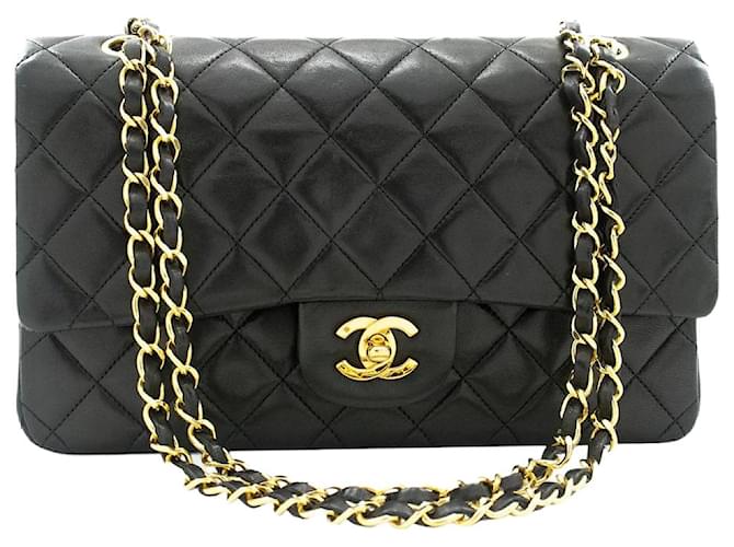 Chanel Black 1989-1991 medium Classic double flap bag Leather  ref.1257977