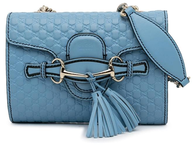 Gucci - Mini-Umhängetasche „Microguccissima Emily“ in Blau Leder Kalbähnliches Kalb  ref.1257996