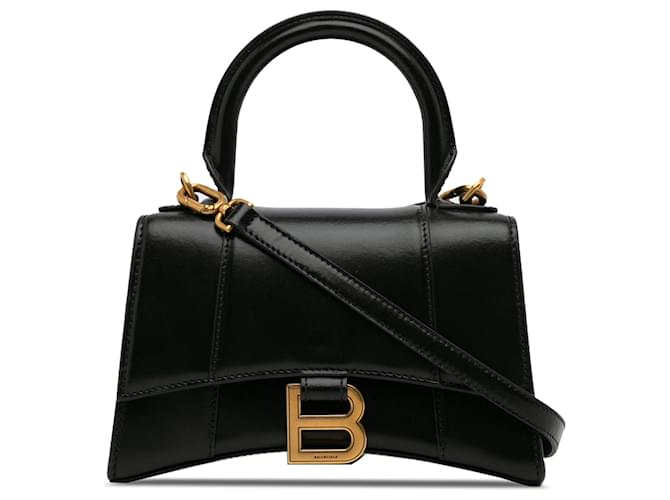 Balenciaga Black XS Hourglass Leather Pony-style calfskin  ref.1258003