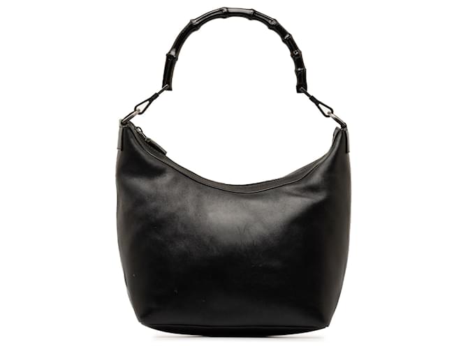 Gucci Black Bamboo Leather Shoulder Bag Pony-style calfskin  ref.1258009