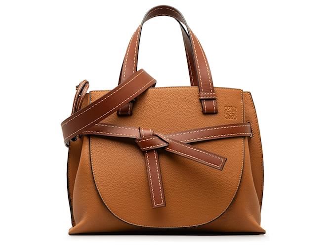 Bolso satchel Loewe marrón Mini Gate con asa superior Castaño Cuero Becerro  ref.1258013