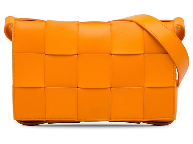 Bottega Veneta Orange Intrecciato Cassette Crossbody Leather Pony-style calfskin  ref.1258018