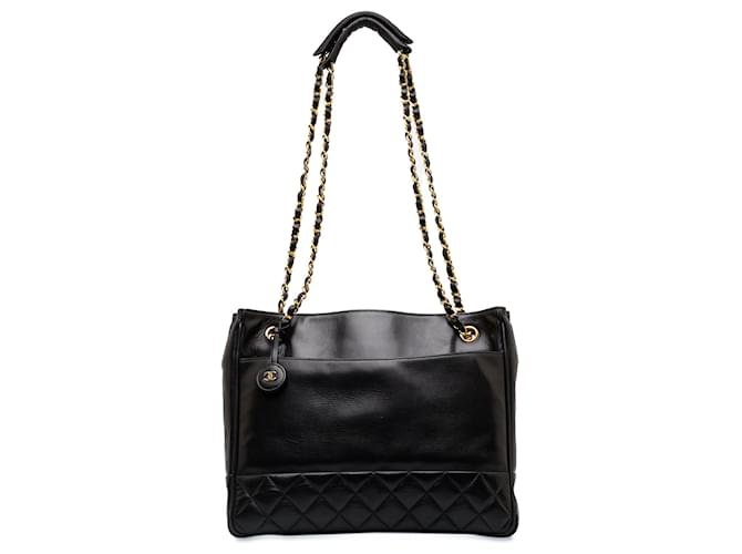 Chanel Black Quilted Lambskin Tote Bag Leather  ref.1258056
