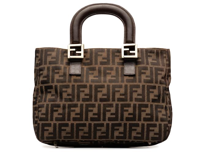 Fendi Brown Zucca Twins Tote Leather Cloth Pony-style calfskin Cloth  ref.1258078