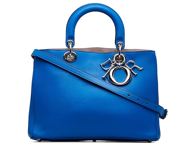 Bolso satchel Diorissimo mediano azul Dior Cuero Becerro  ref.1258081
