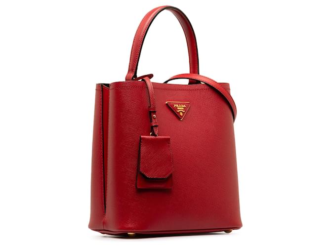 Prada - Rote mittelgroße Handtasche aus Saffiano-Leder Kalbähnliches Kalb  ref.1258084