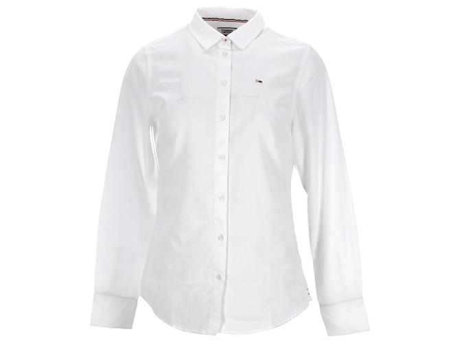 Tommy Hilfiger Camisa de algodón Oxford de corte slim para mujer Blanco  ref.1258100