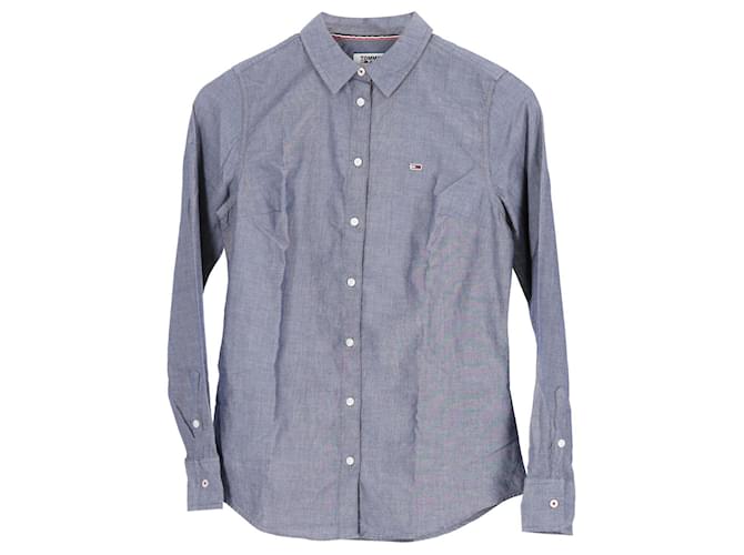 Tommy Hilfiger Camisa feminina de algodão Oxford slim fit Cinza  ref.1258115