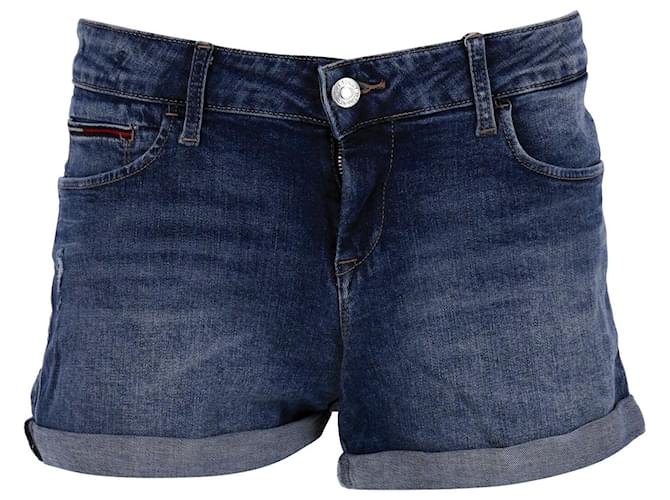 Tommy Hilfiger Pantalones cortos de mezclilla desgastados clásicos para mujer Azul Algodón  ref.1258122