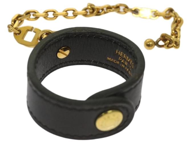 Hermès HERMES Nomad Glove Holder Charm Cuero Negro Oro Auth bs12148 Dorado  ref.1258209