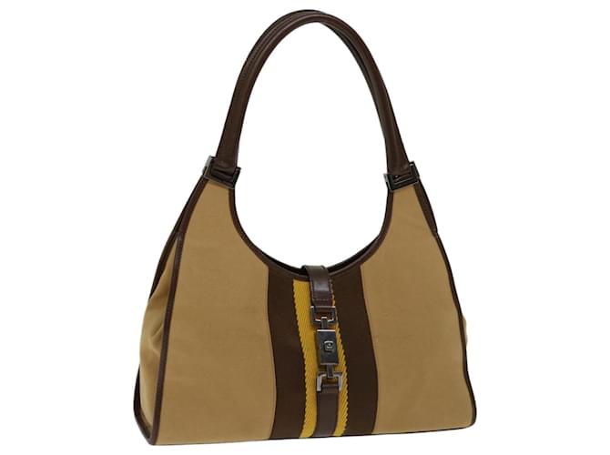 GUCCI Jackie Hand Bag Canvas Brown Beige yellow 002 1067 2123 Auth ep3424 Cloth  ref.1258247