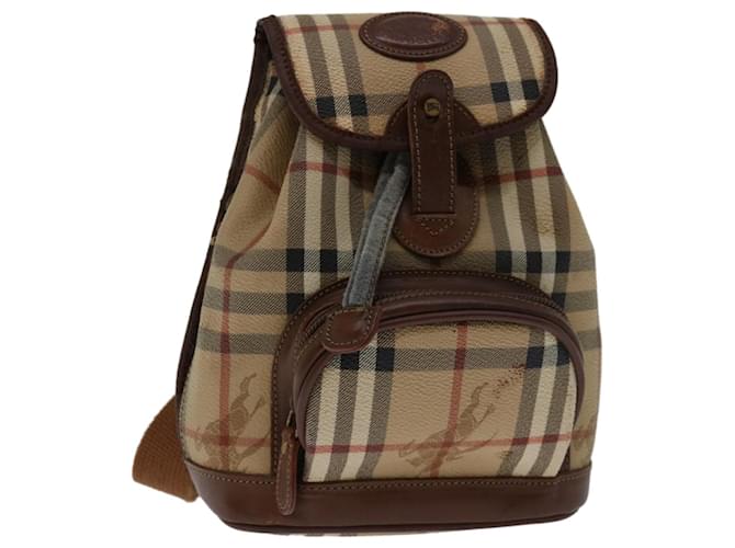 Autre Marque Burberrys Nova Check Backpack PVC Leather Beige Red Auth bs12214  ref.1258258