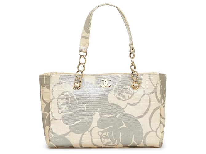 CHANEL Handbags Classic CC Shopping Brown Linen  ref.1258294