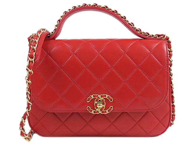 CHANEL Handbags Trendy CC Top Handle Red Linen  ref.1258323