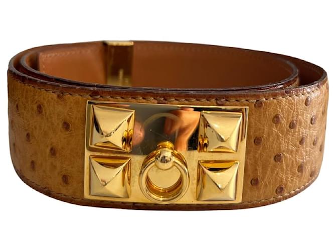 Bracelets HERMÈS Cuir Camel  ref.1258380