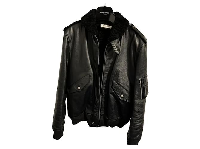 YVES SAINT LAURENT Jackets Black Leather  ref.1258391