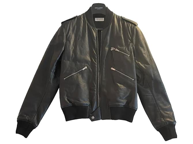 YVES SAINT LAURENT Jackets Black Leather  ref.1258393