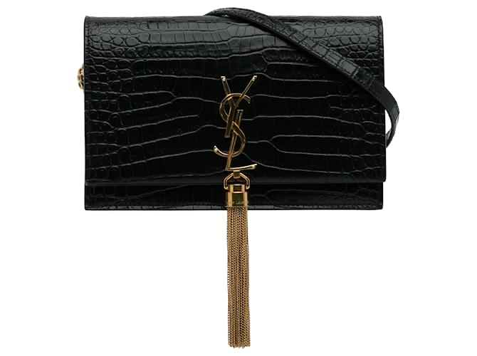 SAINT LAURENT Handbags Kate monogramme Black Leather  ref.1258408