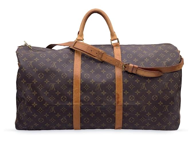 Keepall Bolsa de bagagem Louis Vuitton Marrom Lona  ref.1258485