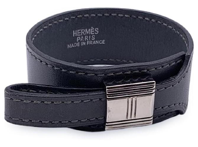 Bracelet Hermès Cuir Gris  ref.1258512