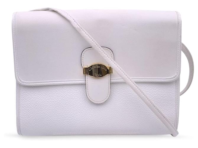 Christian Dior Bolsa Crossbody Vintage Branco Couro  ref.1258637