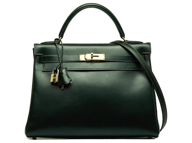 Hermès HERMES Handbags Kelly 32 Green Leather  ref.1258668