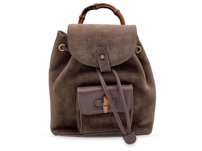 Gucci Backpack Vintage Bamboo Brown Leather  ref.1258704