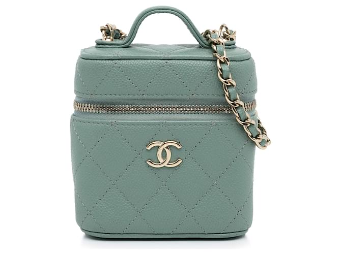 Vanity CHANEL Handbags Green Leather  ref.1258751