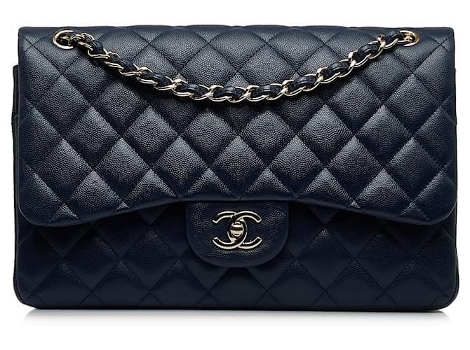 CHANEL Handbags Timeless/classique Blue Leather  ref.1258754