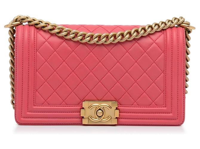 CHANEL Handbags Boy Pink Leather  ref.1258814