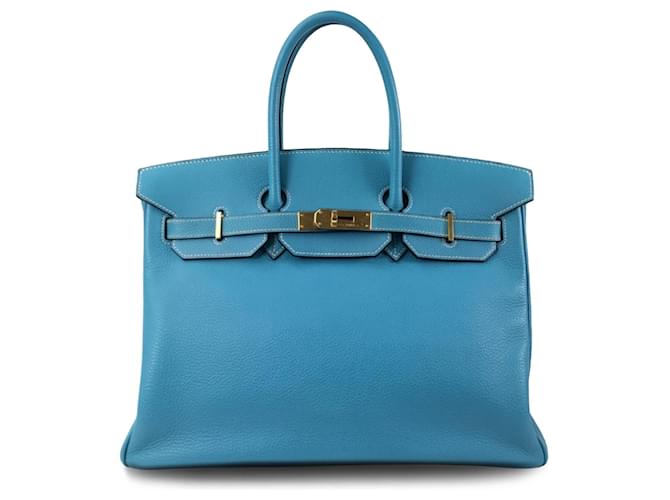 Birkin Hermès HERMES Handtaschen Blau Leder  ref.1258832