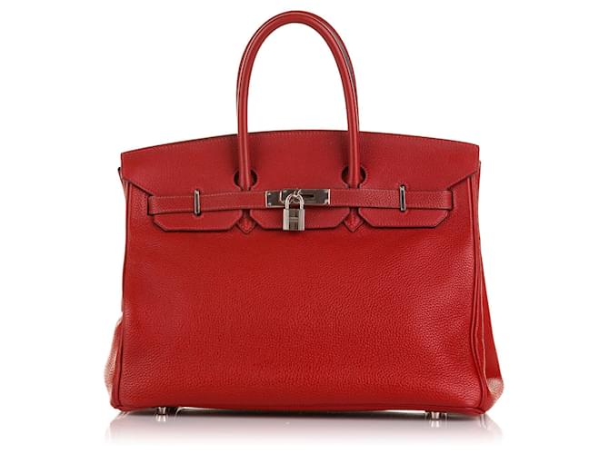 Birkin Hermès HERMES Handbags Red Leather  ref.1258833